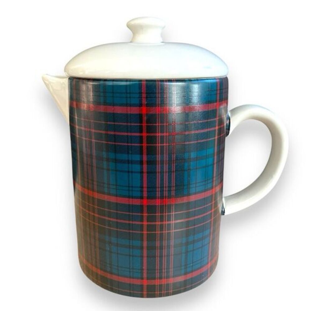 Magnolia Hearth & Hand Tartan Plaid Stoneware Coffee Pot Hot Cocoa Holiday